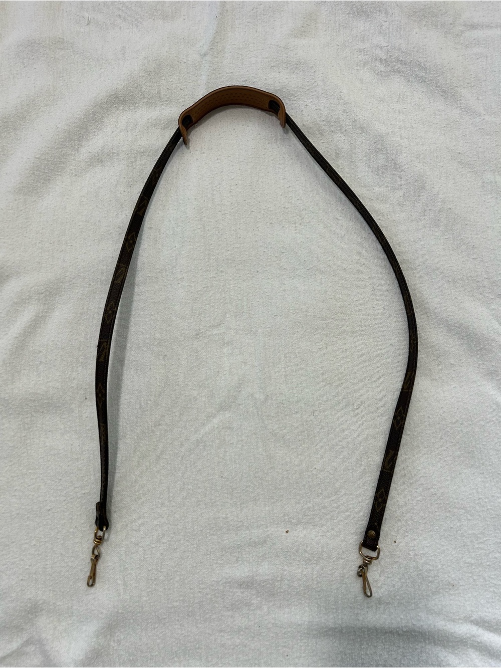 Monogram Brown Leather Crossbody Strap with Tan Shoulder Pad